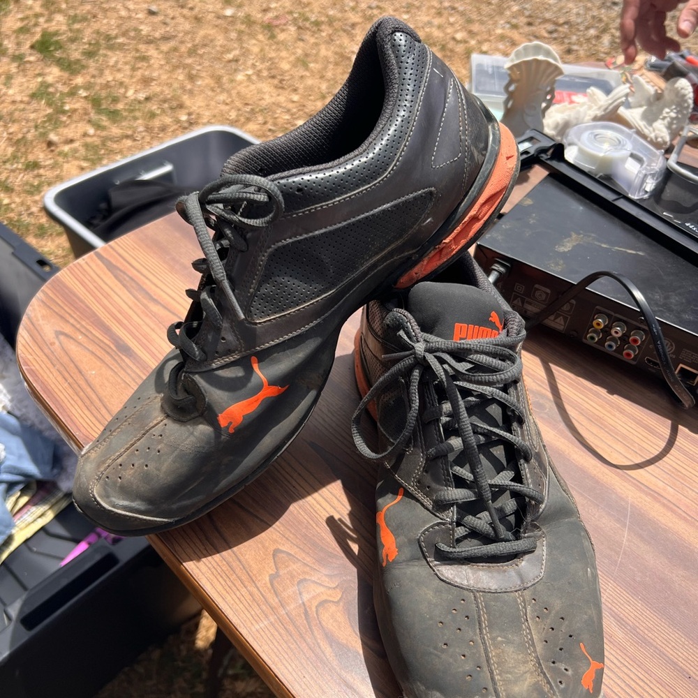 Puma Black and Orange Performance Sneakers